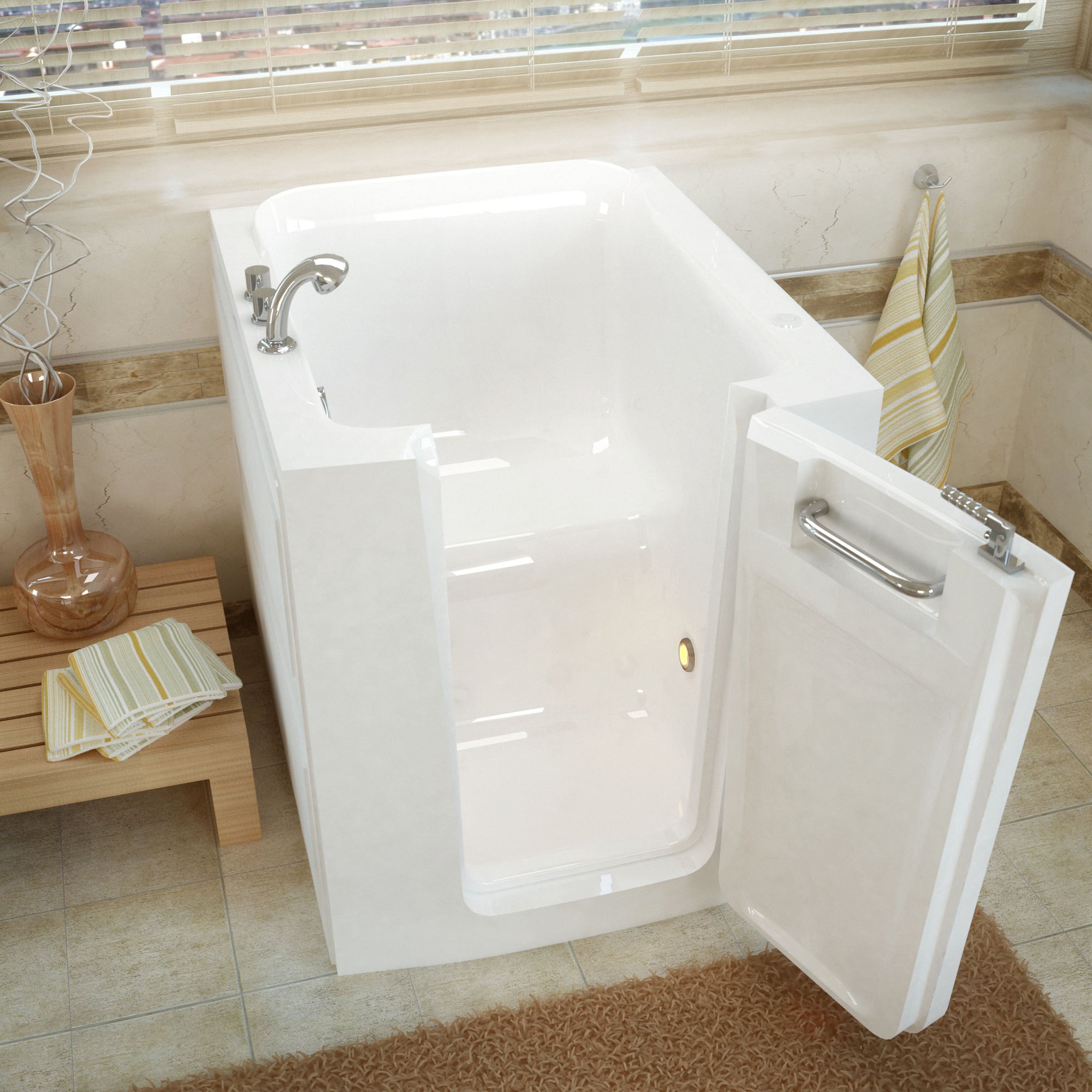 MediTub Walk-In 32 x 38 Right Door White Soaking Walk-In Bathtub