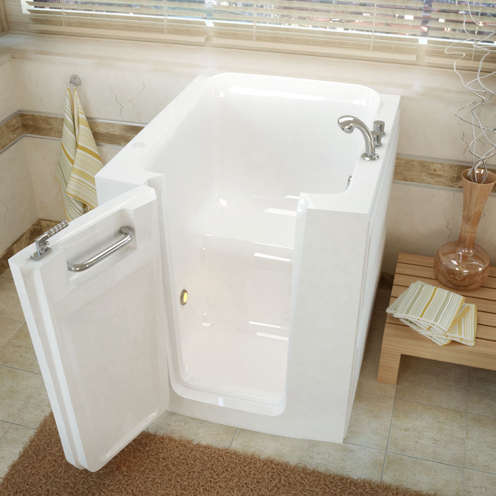 MediTub Walk-In 32 x 38 Left Door White Soaking Walk-In Bathtub