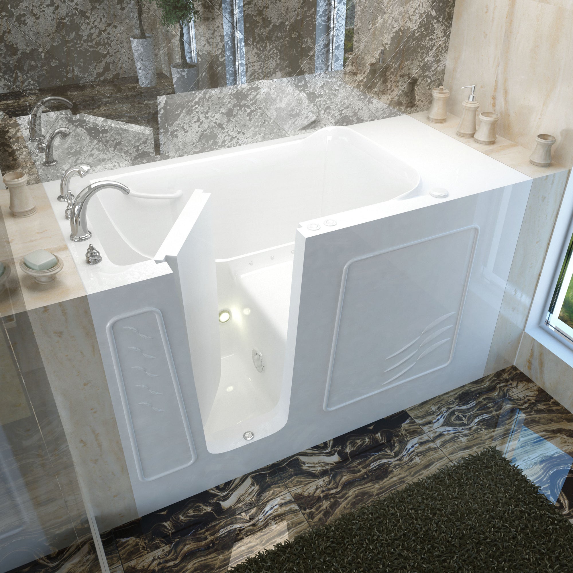 MediTub Walk-In 30 x 60 Left Drain White Air Jetted Walk-In Bathtub