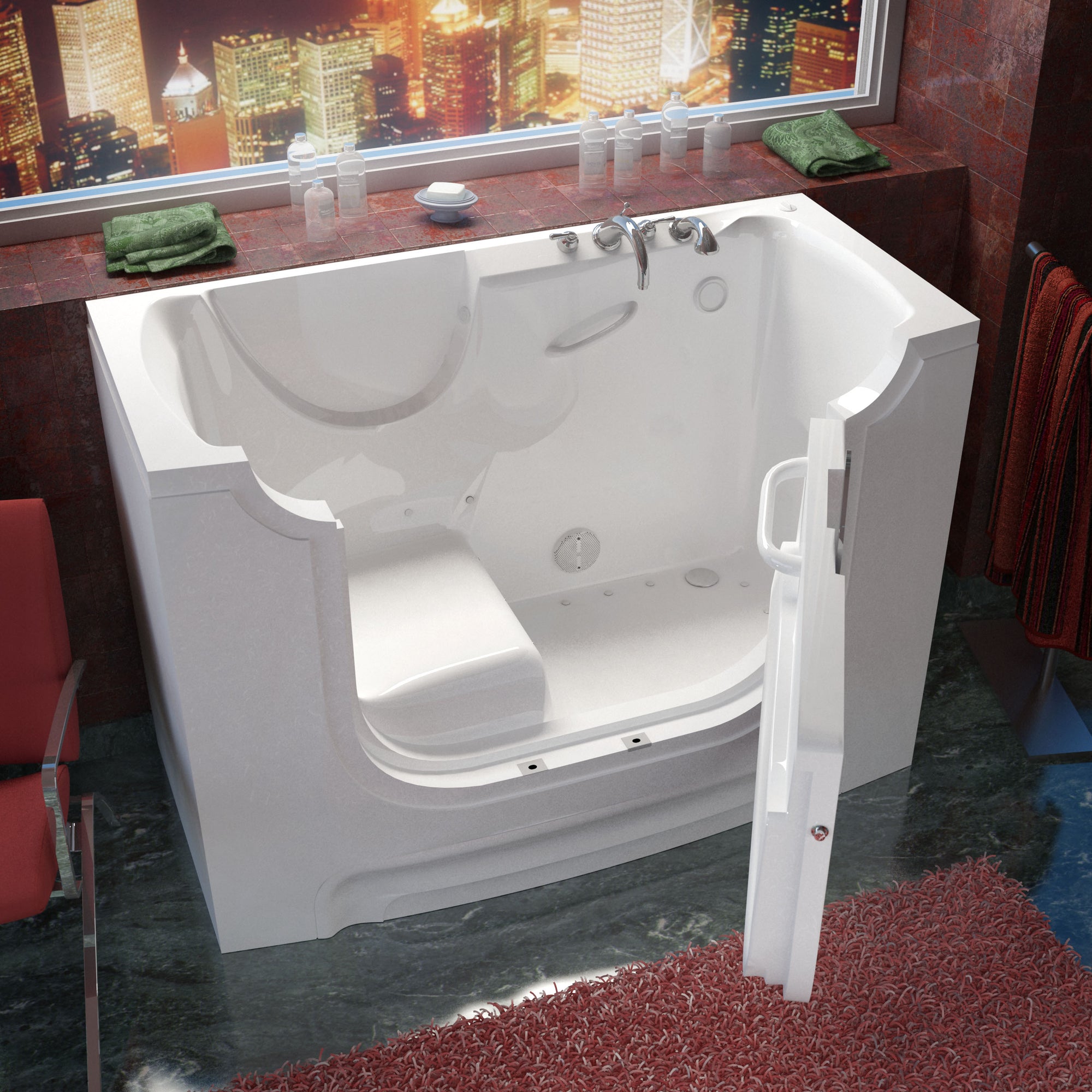 MediTub Wheel Chair Accessible 30 x 60 Right Drain White Air Jetted Wheelchair Accessible Bathtub