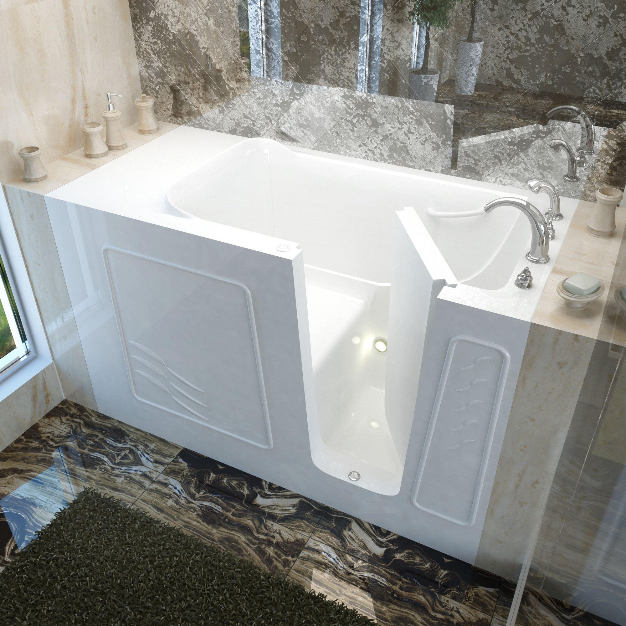 MediTub Walk-In 30 x 60 Right Drain White Soaking Walk-In Bathtub