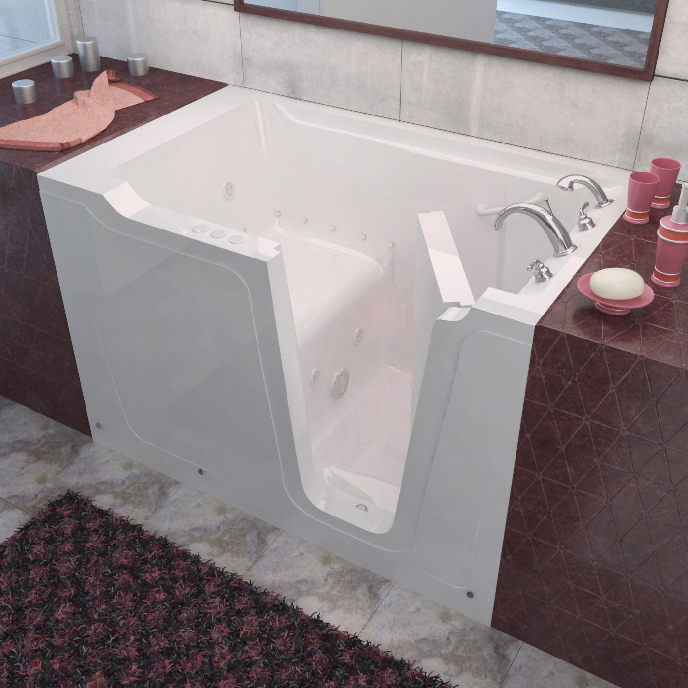 MediTub Walk-In 36 x 60 Right Drain White Whirlpool & Air Jetted Walk-In Bathtub